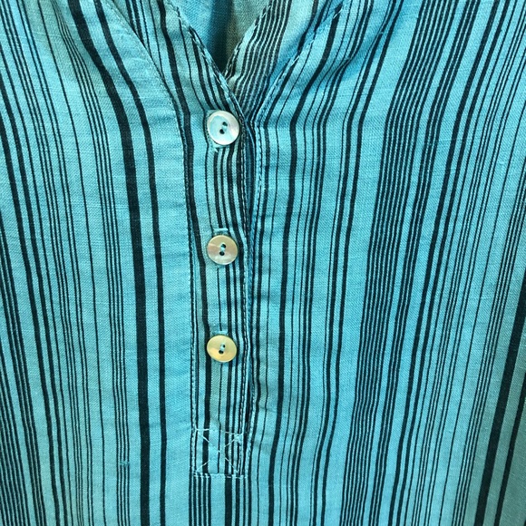 Soft Surroundings Teal Linen Striped Tunic - Picture 8 of 9